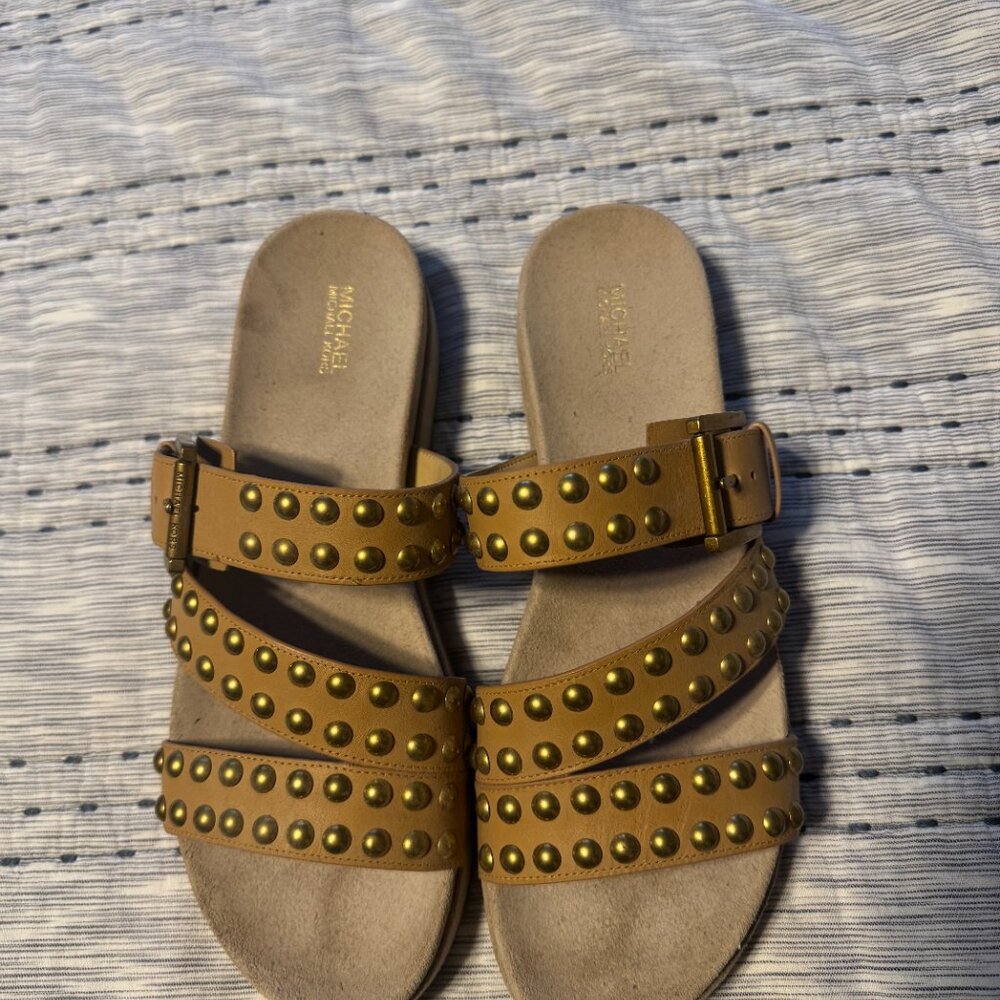NEW MICHAEL KORS Ansel Studded Leather Sandal - Picture 3 of 5